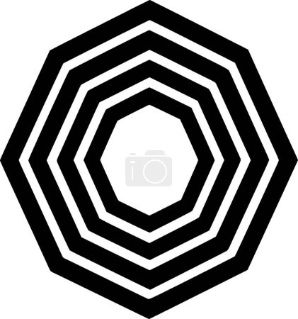Octágono - icono aislado en blanco y negro - ilustración vectorial