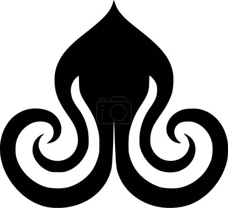 tentáculos de pulpo - icono aislado en blanco y negro - ilustración vectorial