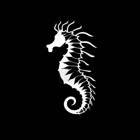 Hippocampe - icône isolée en noir et blanc - illustration vectorielle