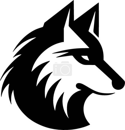 Loup - icône isolée en noir et blanc - illustration vectorielle