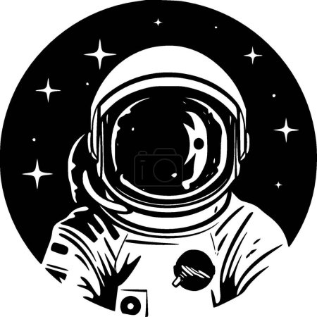 Astronauta - ilustración vectorial en blanco y negro