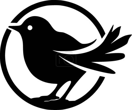 Bird - icono aislado en blanco y negro - ilustración vectorial