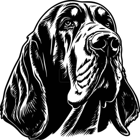 Bloodhound - black and white isolated icon - vector illustration