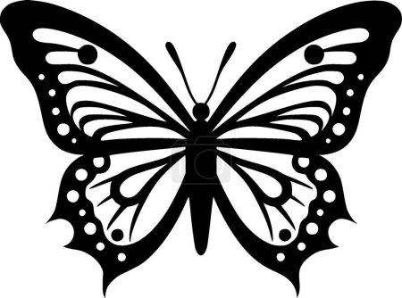 Téléchargez les illustrations : Papillon - icône isolée en noir et blanc - illustration vectorielle - en licence libre de droit