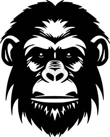 Ilustración de Chimpancé - icono aislado en blanco y negro - ilustración vectorial - Imagen libre de derechos