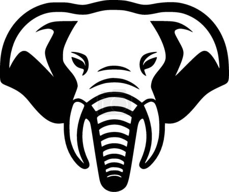 Illustration for Elephant - black and white isolated icon - vector illustration - Royalty Free Image