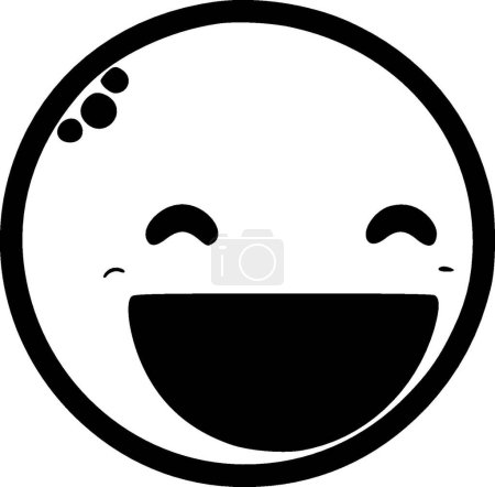 Happy - icône isolée en noir et blanc - illustration vectorielle