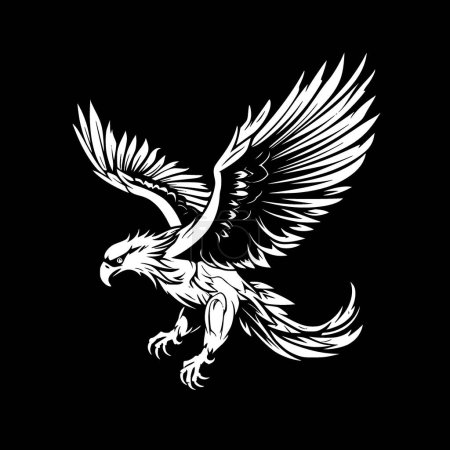 Téléchargez les illustrations : Hippogriff - illustration vectorielle en noir et blanc - en licence libre de droit