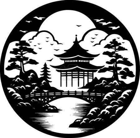 Japanese - minimalist and simple silhouette - vector illustration