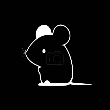 Ratón - ilustración vectorial en blanco y negro