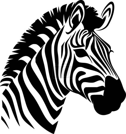 Cebra - icono aislado en blanco y negro - ilustración vectorial
