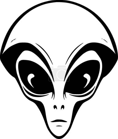 Alien - black and white vector illustration