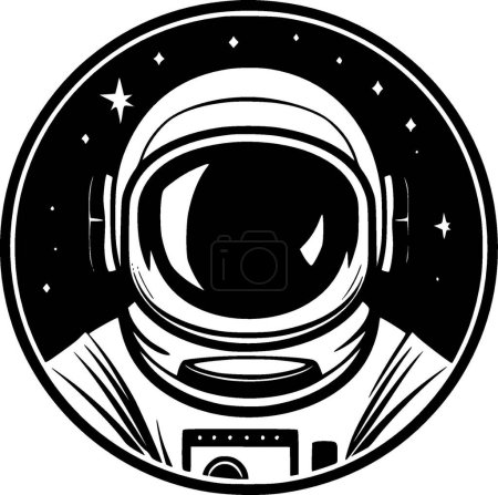Illustration for Astronaut - black and white isolated icon - vector illustration - Royalty Free Image
