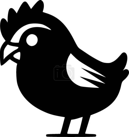 Chicken - black and white isolated icon - vector illustration