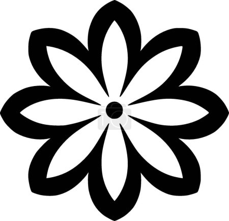 Daisy - icône isolée en noir et blanc - illustration vectorielle