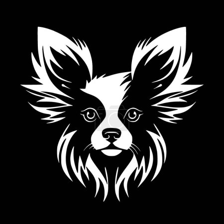 Téléchargez les illustrations : Papillon chien - illustration vectorielle noir et blanc - en licence libre de droit