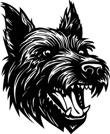 Illustration for Scottish terrier - black and white vector illustration - Royalty Free Image
