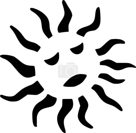 Ilustración de Sol - icono aislado en blanco y negro - ilustración vectorial - Imagen libre de derechos