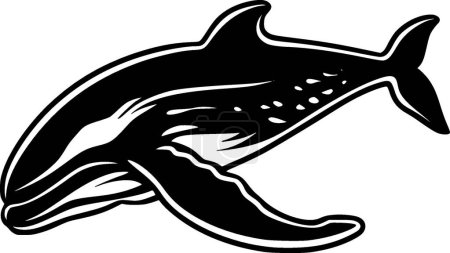 Baleine - icône isolée en noir et blanc - illustration vectorielle