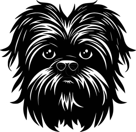 Affenpinscher - black and white isolated icon - vector illustration