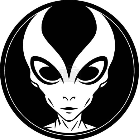 Illustration for Alien - black and white isolated icon - vector illustration - Royalty Free Image