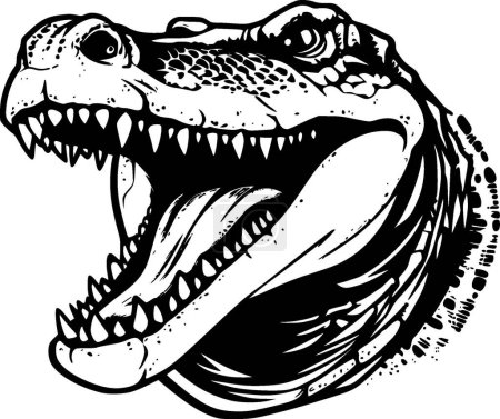 Alligator - black and white vector illustration