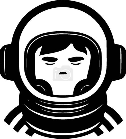 Astronauta - ilustración vectorial en blanco y negro