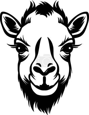 Camel - black and white vector illustration