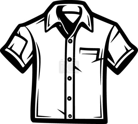 Camisa - icono aislado en blanco y negro - ilustración vectorial