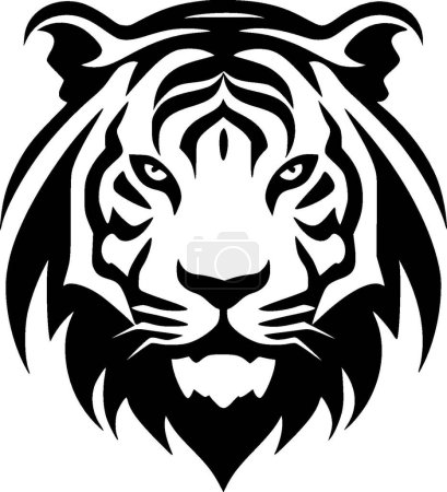 Tigre - Ilustración vectorial en blanco y negro
