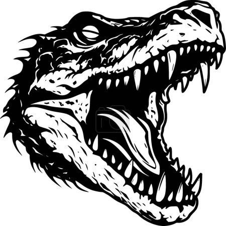 Alligator - black and white isolated icon - vector illustration
