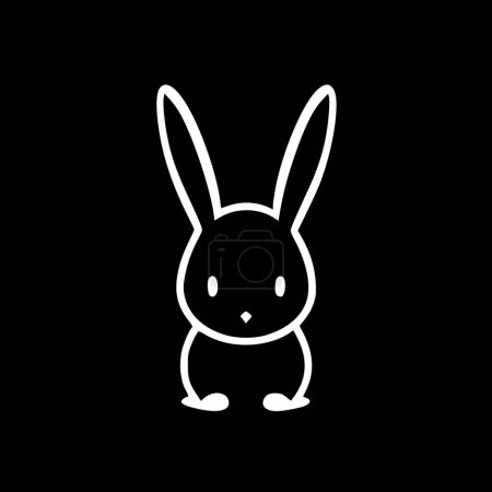 Illustration for Bunny - black and white isolated icon - vector illustration - Royalty Free Image