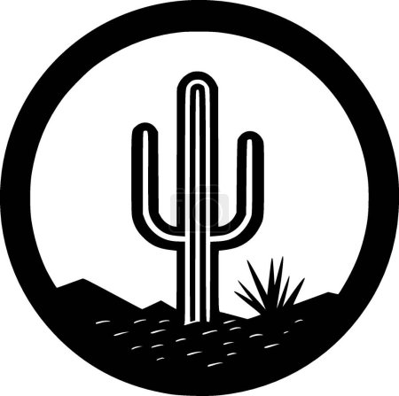Cactus - black and white isolated icon - vector illustration