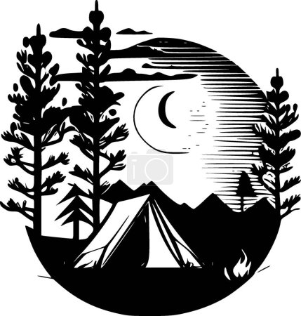 Camping - minimalist and simple silhouette - vector illustration