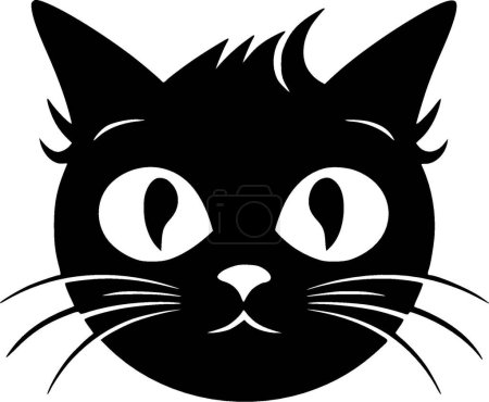 Cat - icono aislado en blanco y negro - ilustración vectorial