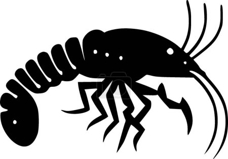 Crawfish - black and white isolated icon - vector illustration