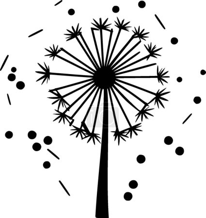 Dandelion - black and white vector illustration