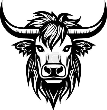 Highland cow - logo minimalista y plano - ilustración vectorial