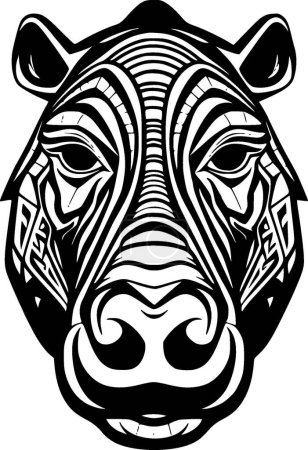 Téléchargez les illustrations : Hippopotame - icône isolée en noir et blanc - illustration vectorielle - en licence libre de droit
