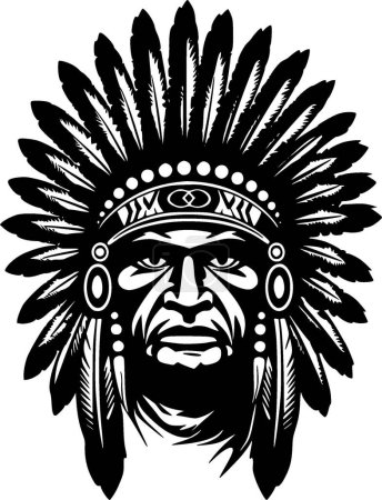 Indian chief - minimalist and simple silhouette - vector illustration