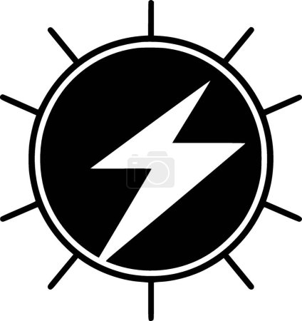 Rayo - icono aislado en blanco y negro - ilustración vectorial