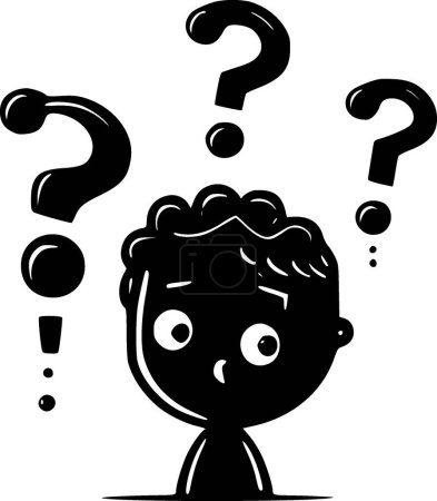 Question - black and white vector illustration
