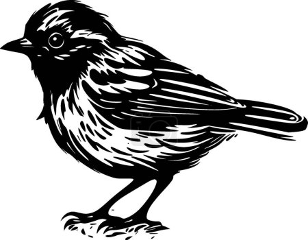 Illustration for Sparrow - black and white isolated icon - vector illustration - Royalty Free Image