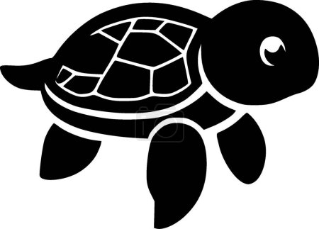 Turtle - black and white vector illustration