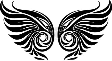 Flügel - schwarz-weißes Icon - Vektorillustration