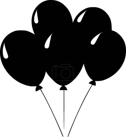 Globos - icono aislado en blanco y negro - ilustración vectorial