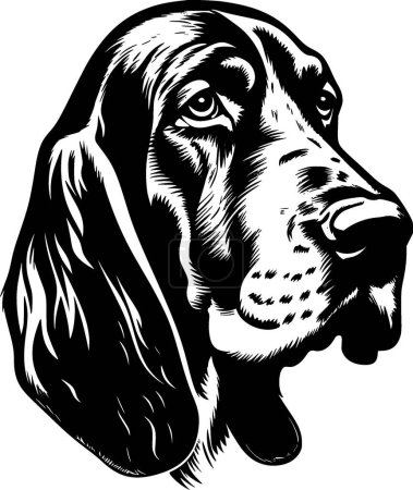 Illustration for Basset hound - black and white vector illustration - Royalty Free Image