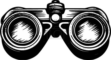 Binoculars - black and white vector illustration