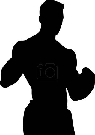 Boxing - black and white vector illustration
