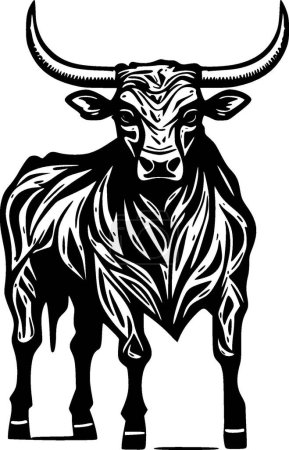 Taureau - icône isolée en noir et blanc - illustration vectorielle